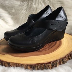 Dansko leather wedge Mary Jane clogs